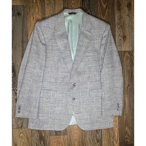 Austin Manor Mens Blue Glen Plaid Wool Blend 2 Button Blazer Sport Coat Jacket